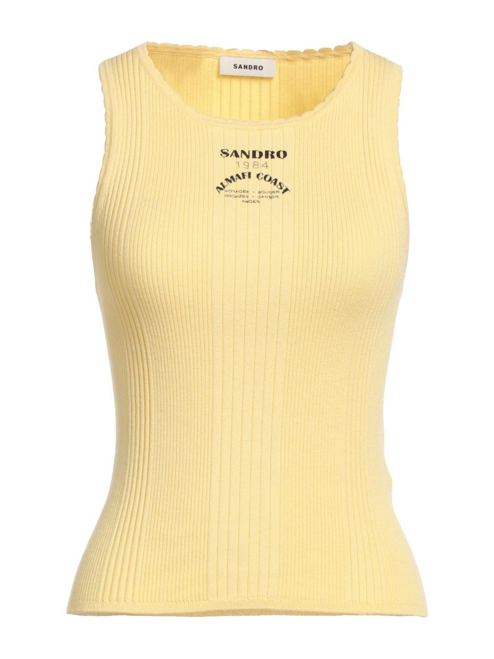 SANDRO Verone Ribbed Tank Top In Light Yellow - Picture 2 of 5